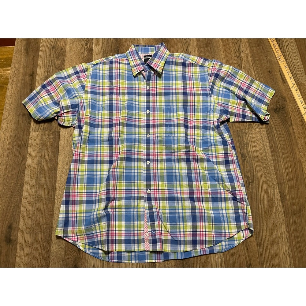 TAILORBYRD Shirt, Women's Size Large, Blue Green Pink, Plaid, Button Up